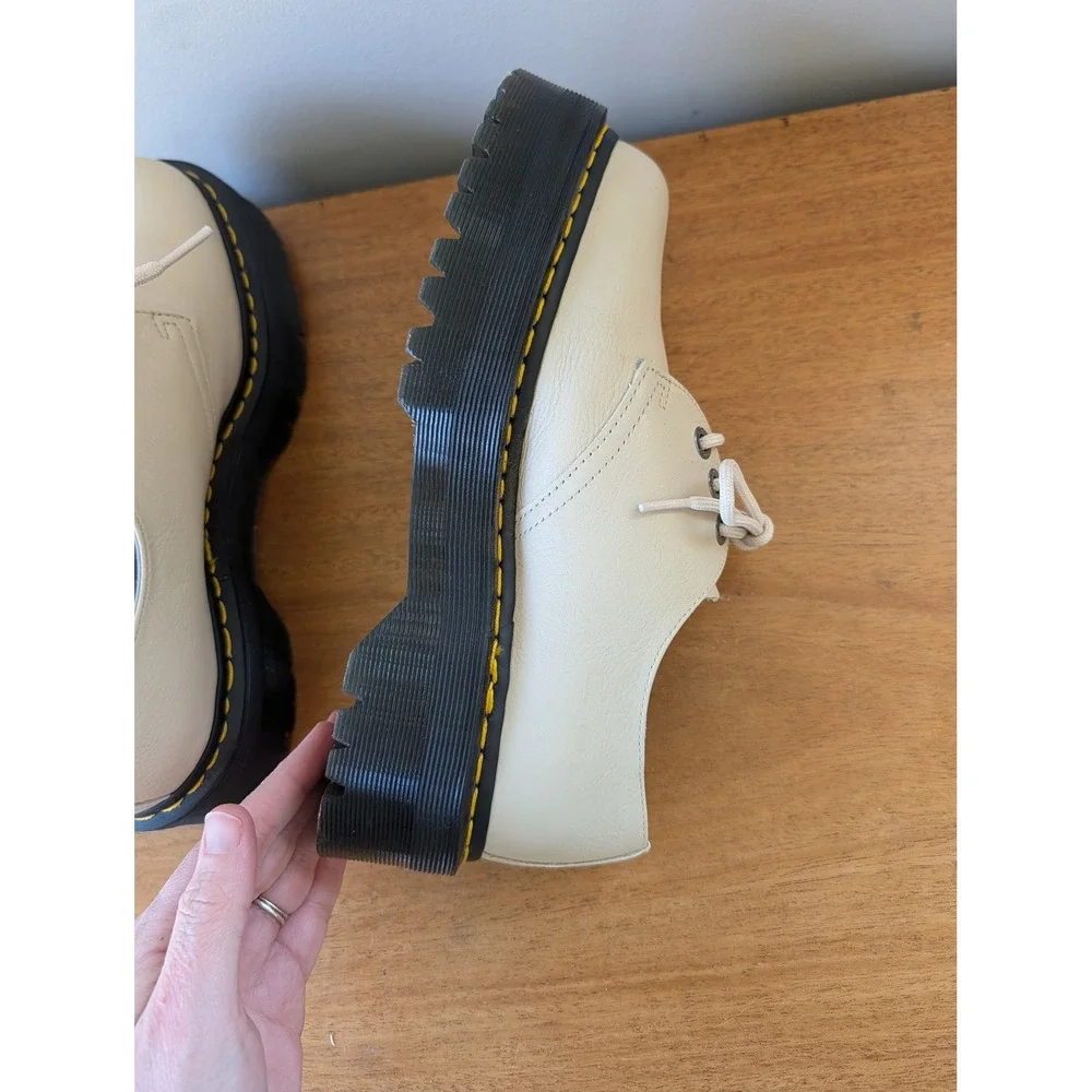 Dr. Martens‎ 8053 Quad Platform Pisa Leather Shoes Parchment Beige 30612 US 9 L